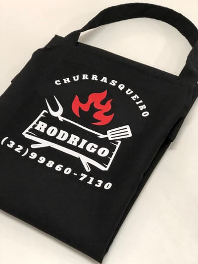Avental Preto personalizado-logo tecido duplo e bolso